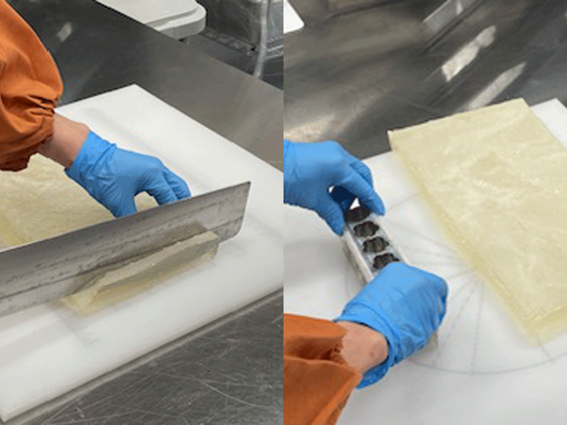 琥珀糖の製造工程　カット・型抜き